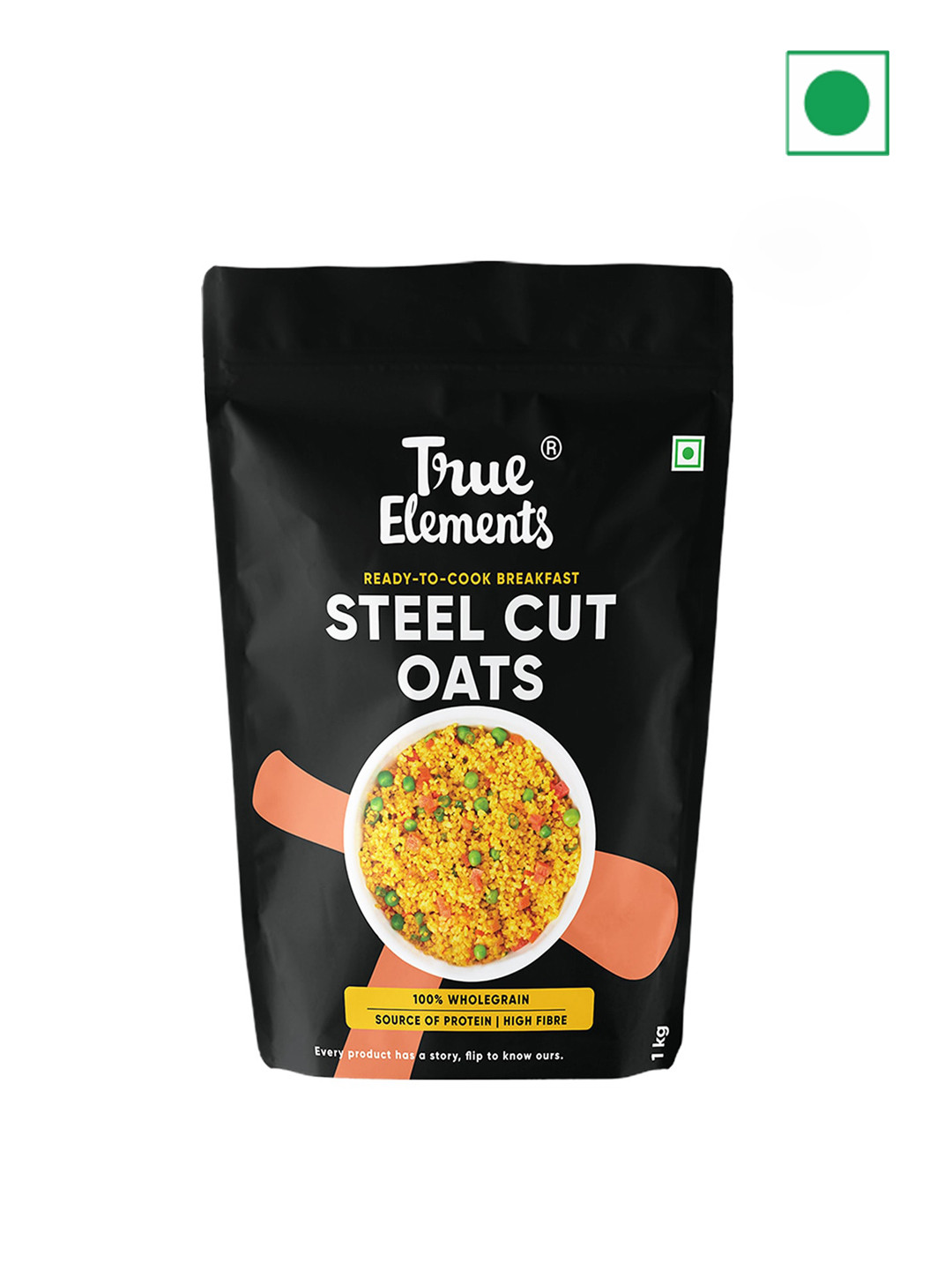 

True Elements Gluten Free Steel Cut Oats- 1 kg, Black