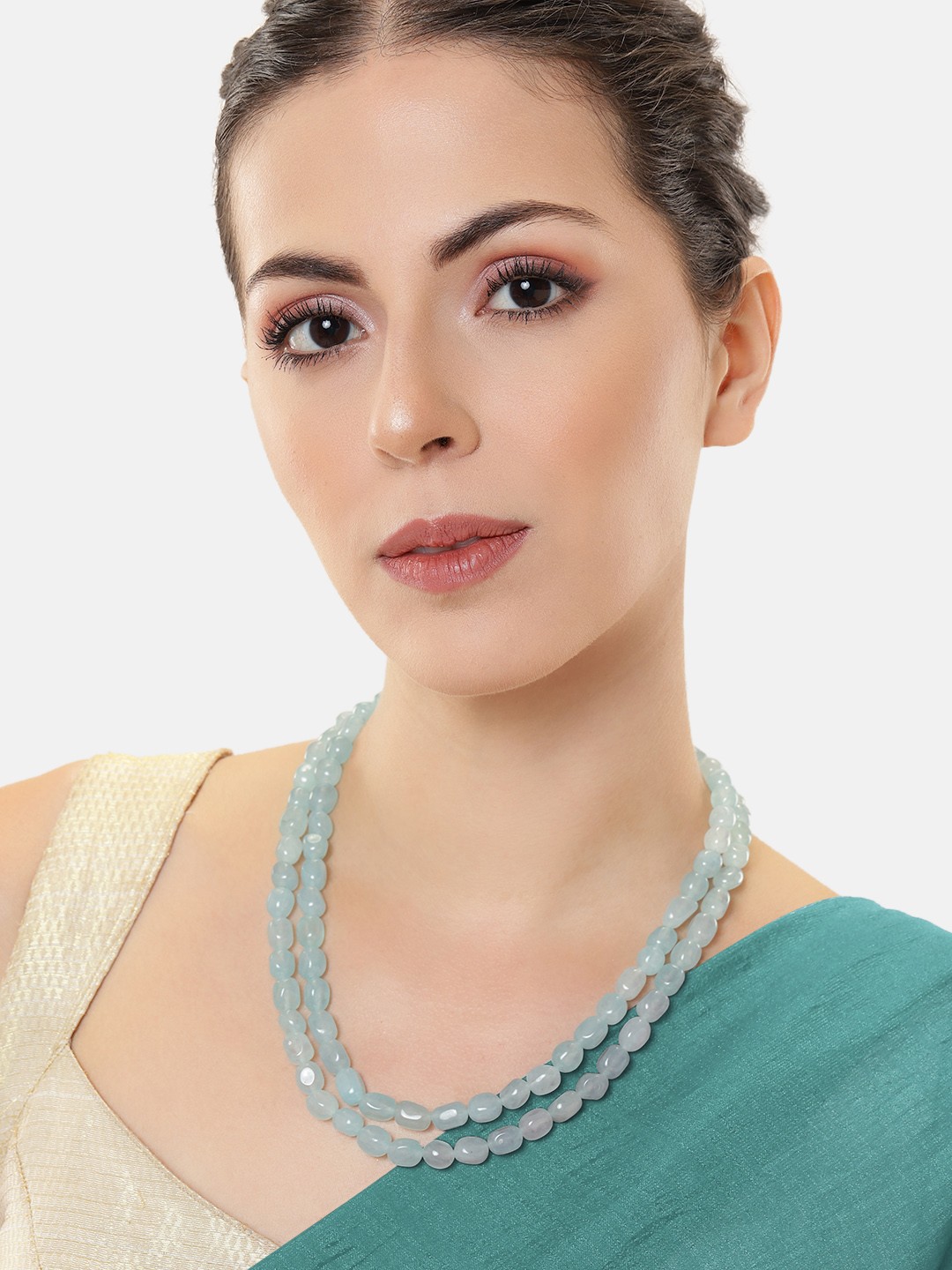 

Estele Rhodium-Plated Necklace, Blue