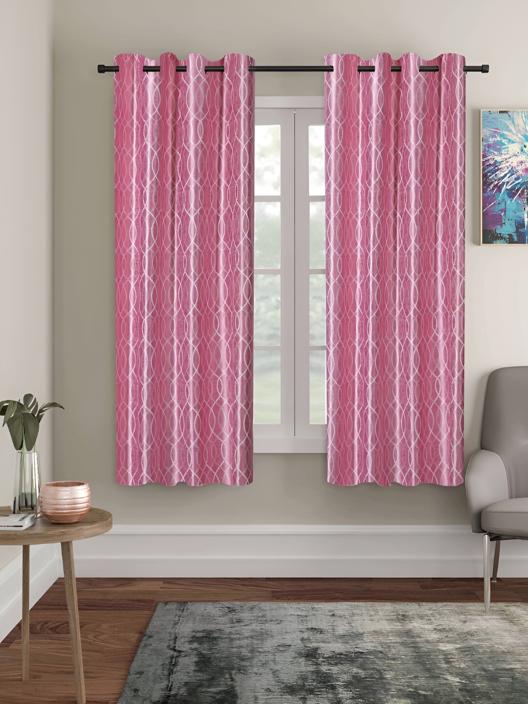 

ERIC LONDON Pink 2 Pieces Room Darkening Window Curtains