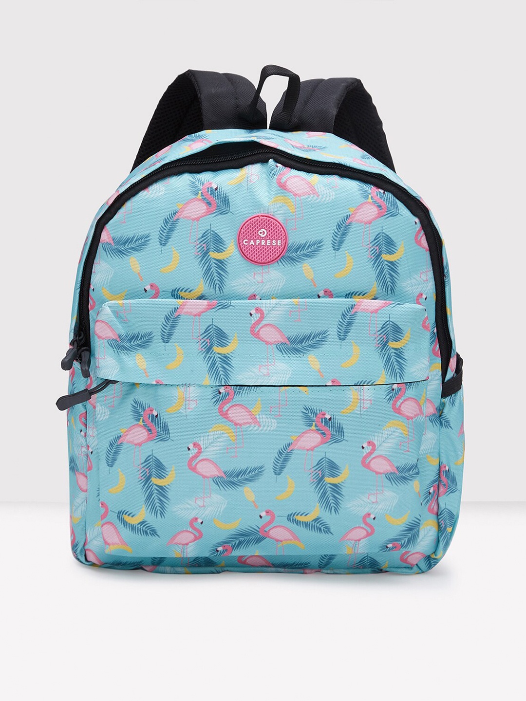 

Caprese Women Printed Leather Backpack, Turquoise blue