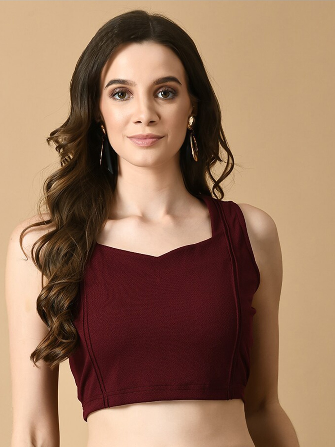 

Myshka Sweetheart Neck Sleeveles Crepe Bralette Crop Top, Magenta