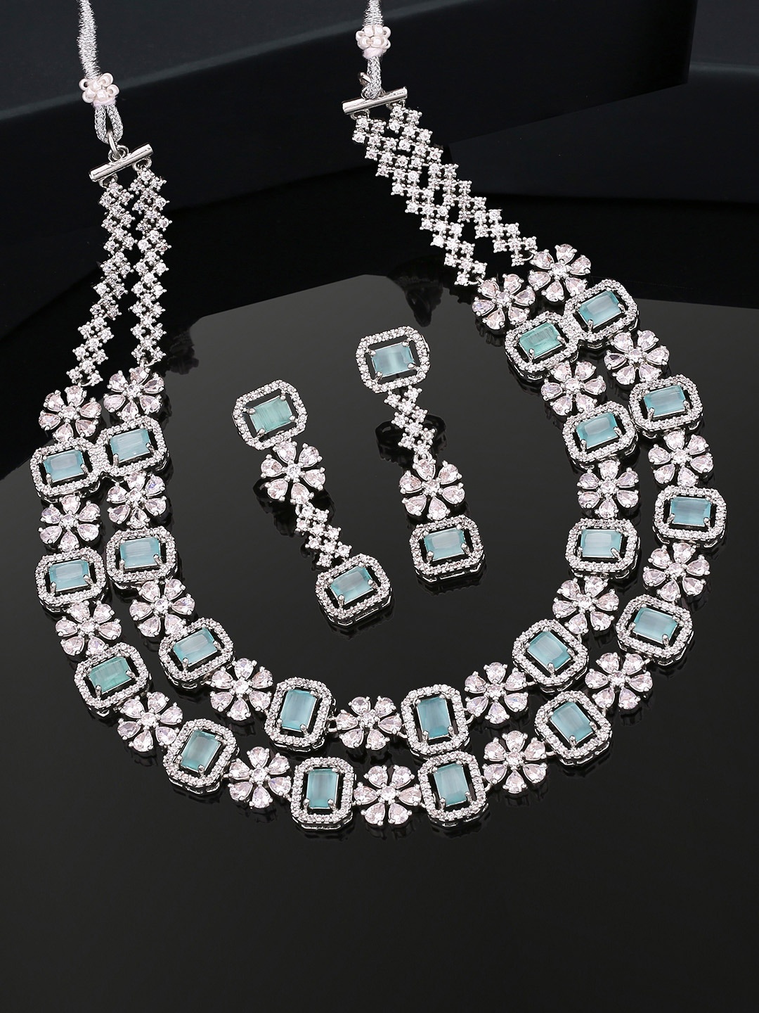 

Estele Rhodium-Plated CZ-Studded Jewellery Set, Silver