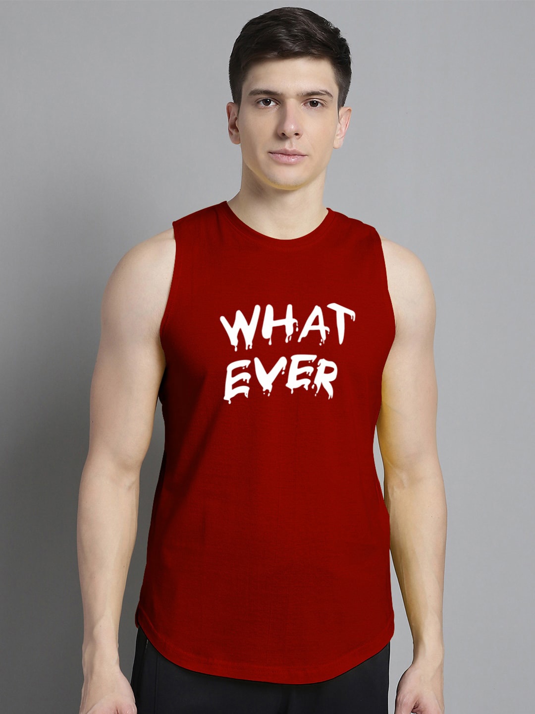 

FBAR Typography Printed Bio-Wash Pure Cotton Gym Vest, Maroon