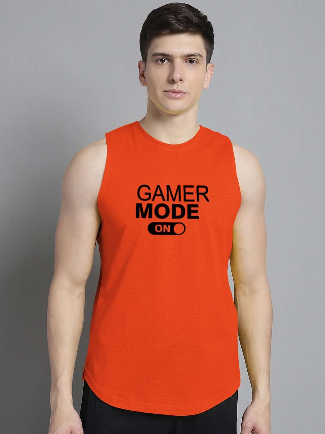 

FBAR Typography Printed Skin Friendly Pure Cotton Gym Vests 1011FBAE395-08-XS, Orange