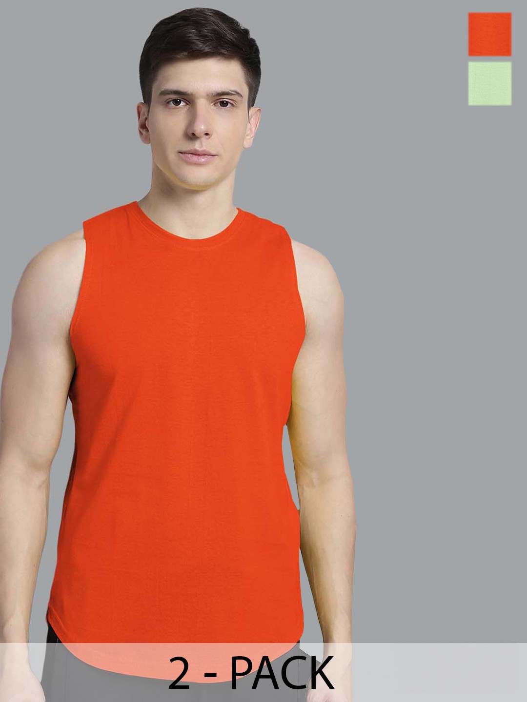 

FBAR Pack of 2 Bio-Wash Pure Cotton Training Innerwear Vests, Orange