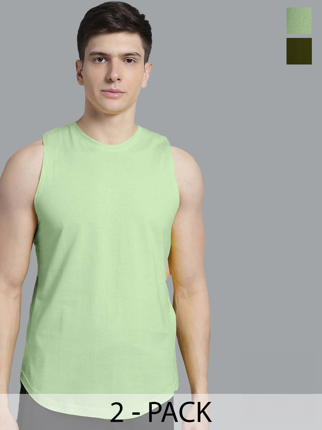 

FBAR Pack of 2 Bio-Wash Pure Cotton Basic Innerwear Vests, Sea green