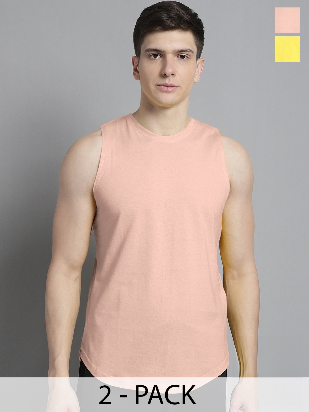 

FBAR Pack Of 2 Cotton Gym Vest, Yellow