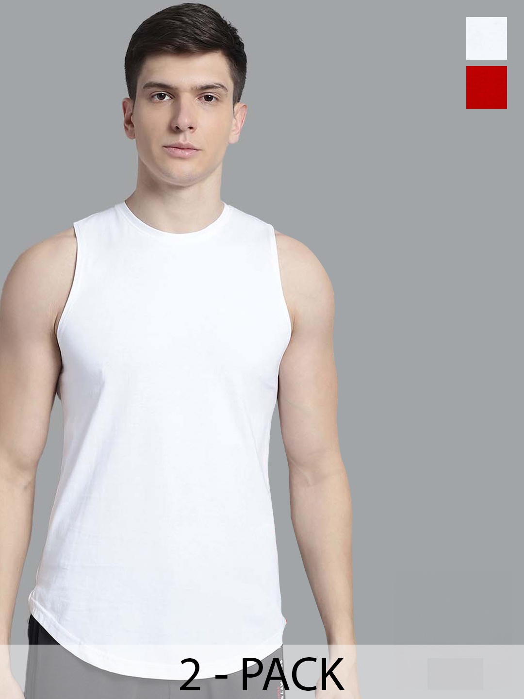 

FBAR Pack Of 2 Cotton Sleeveless Gym Vest, White