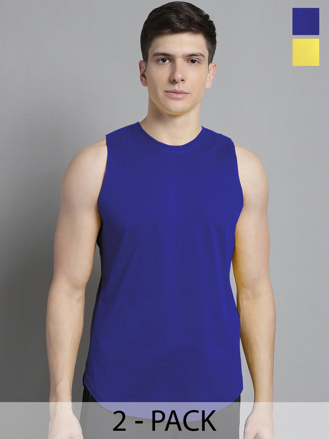 

FBAR Pack of 2 Bio-Wash Pure Cotton Basic Innerwear Vests, Blue
