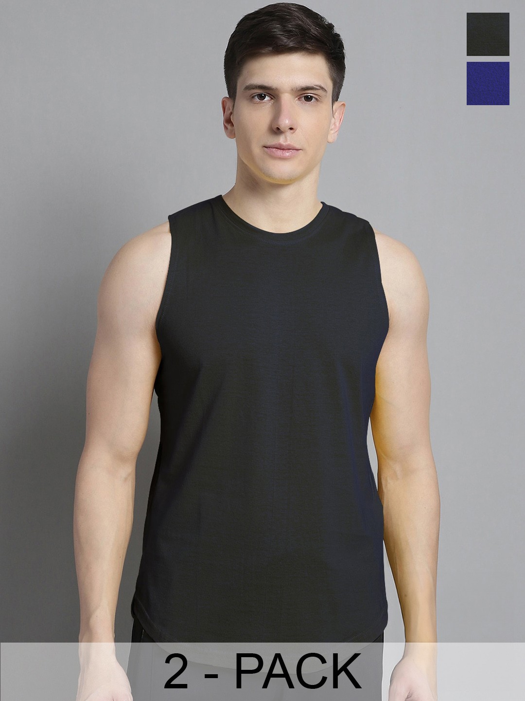 

FBAR Pack Of 2 Pure Cotton Training Gym Vest, Blue