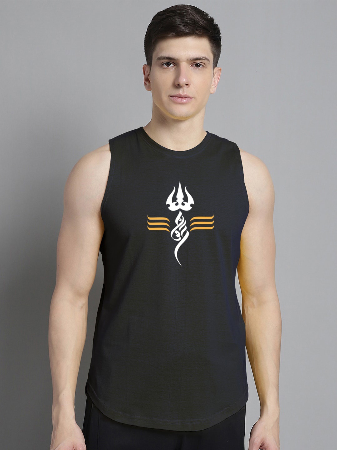 

FBAR Printed Skin Friendly Pure Cotton Gym Vest 1011FBAE422-17-XS, Navy blue