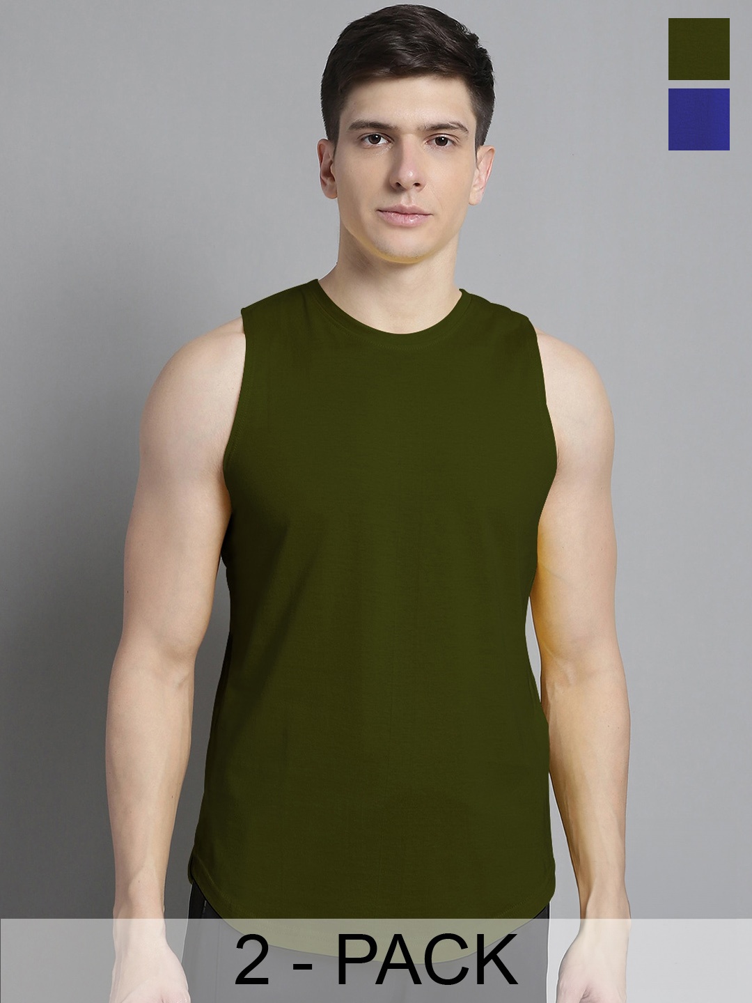 

FBAR Pack Of 2 Pure Cotton Bio-Wash Gym Vest, Blue