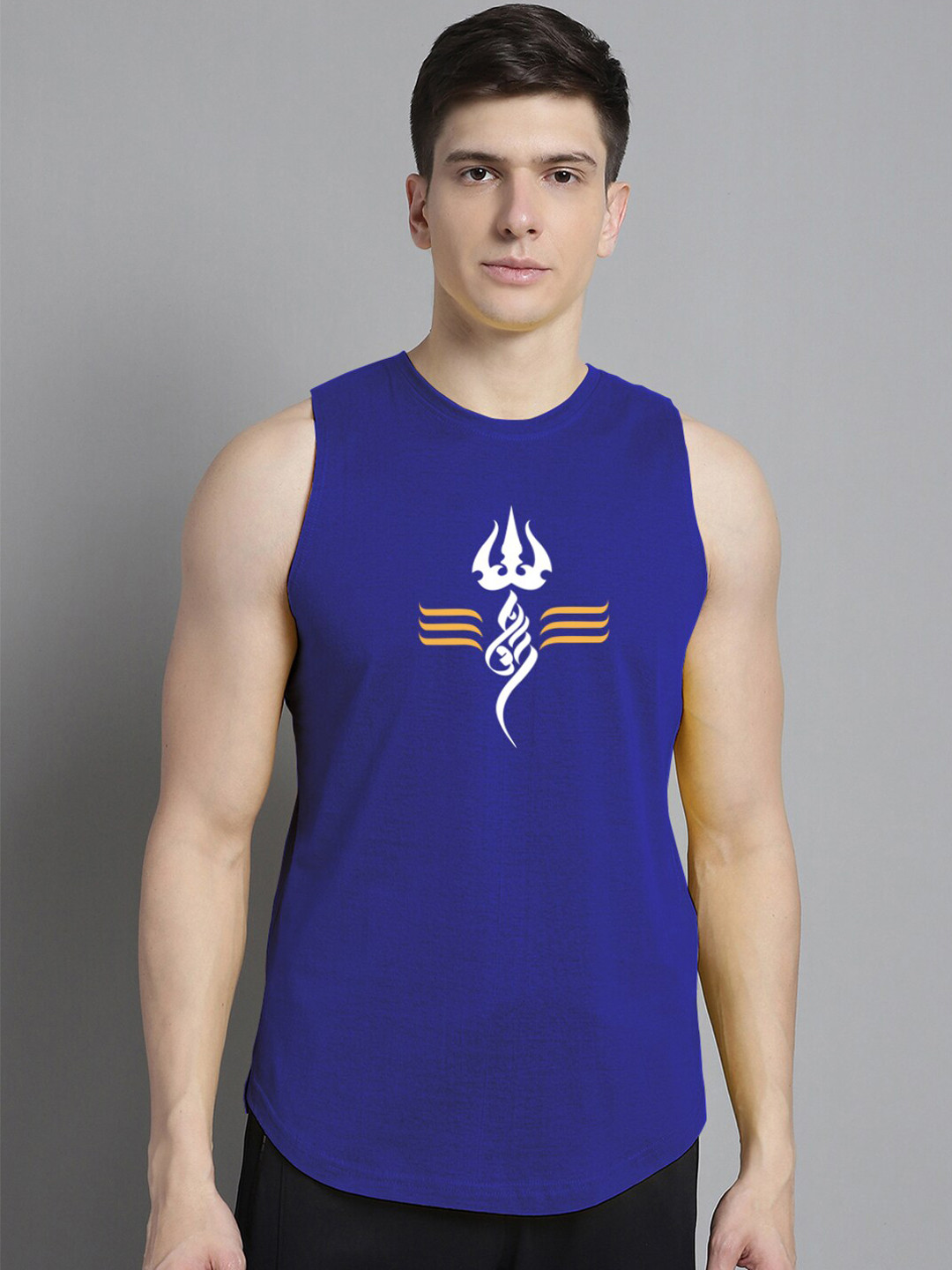 

FBAR Ethnic Motifs Printed Pure Cotton Sleeveless Skin Friendly Innerwear Vest, Blue