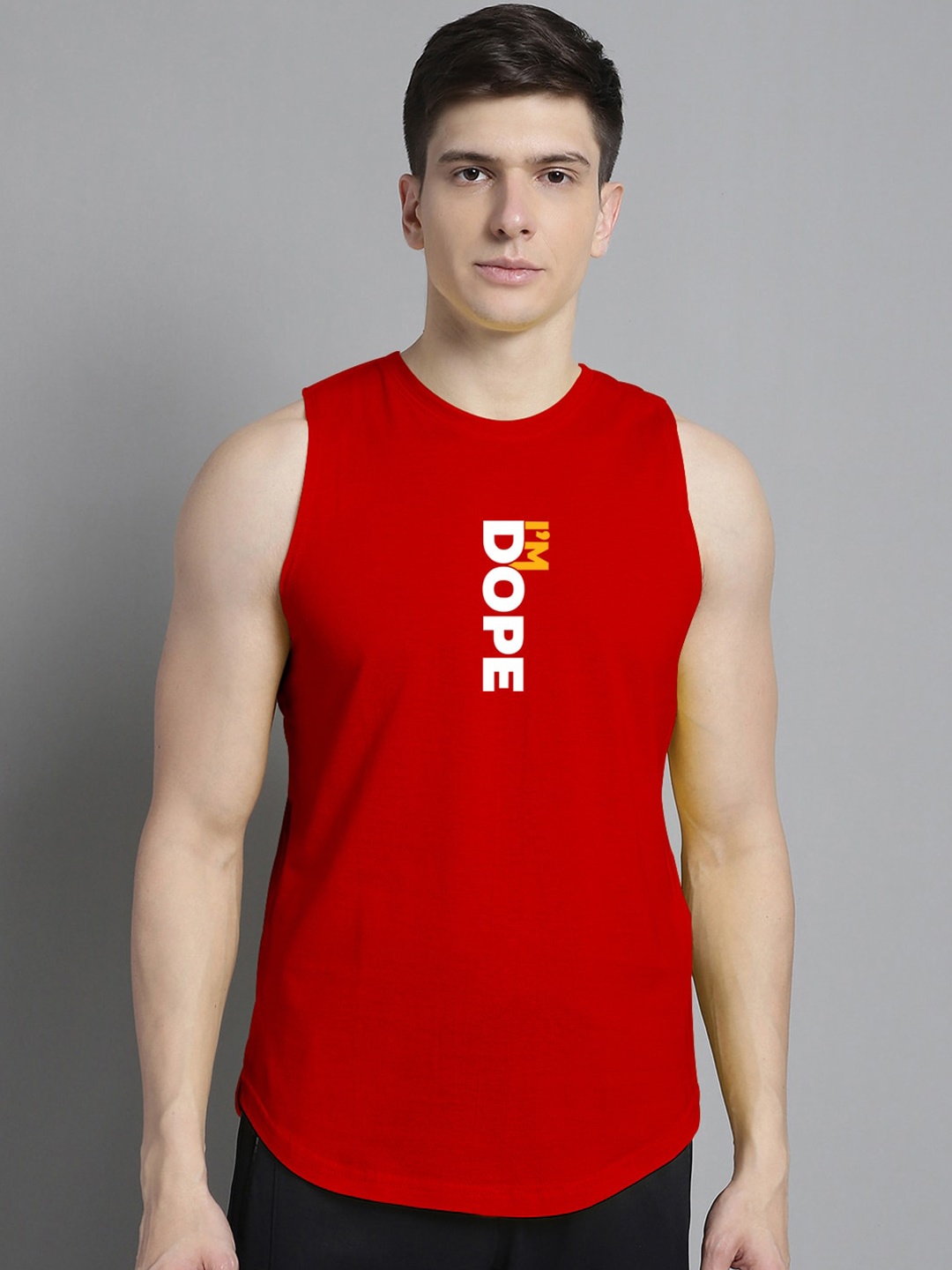 

FBAR Printed Bio-Wash Pure Cotton Basic Innerwear Gym Vest, Red