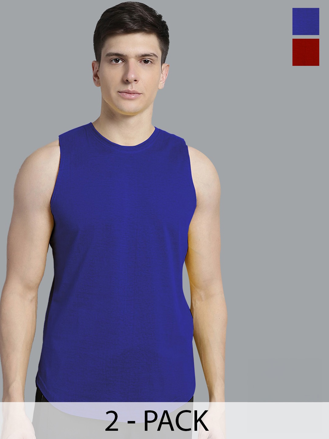 

FBAR Pack of 2 Pure Cotton Bio Wash Innerwear Vests, Blue