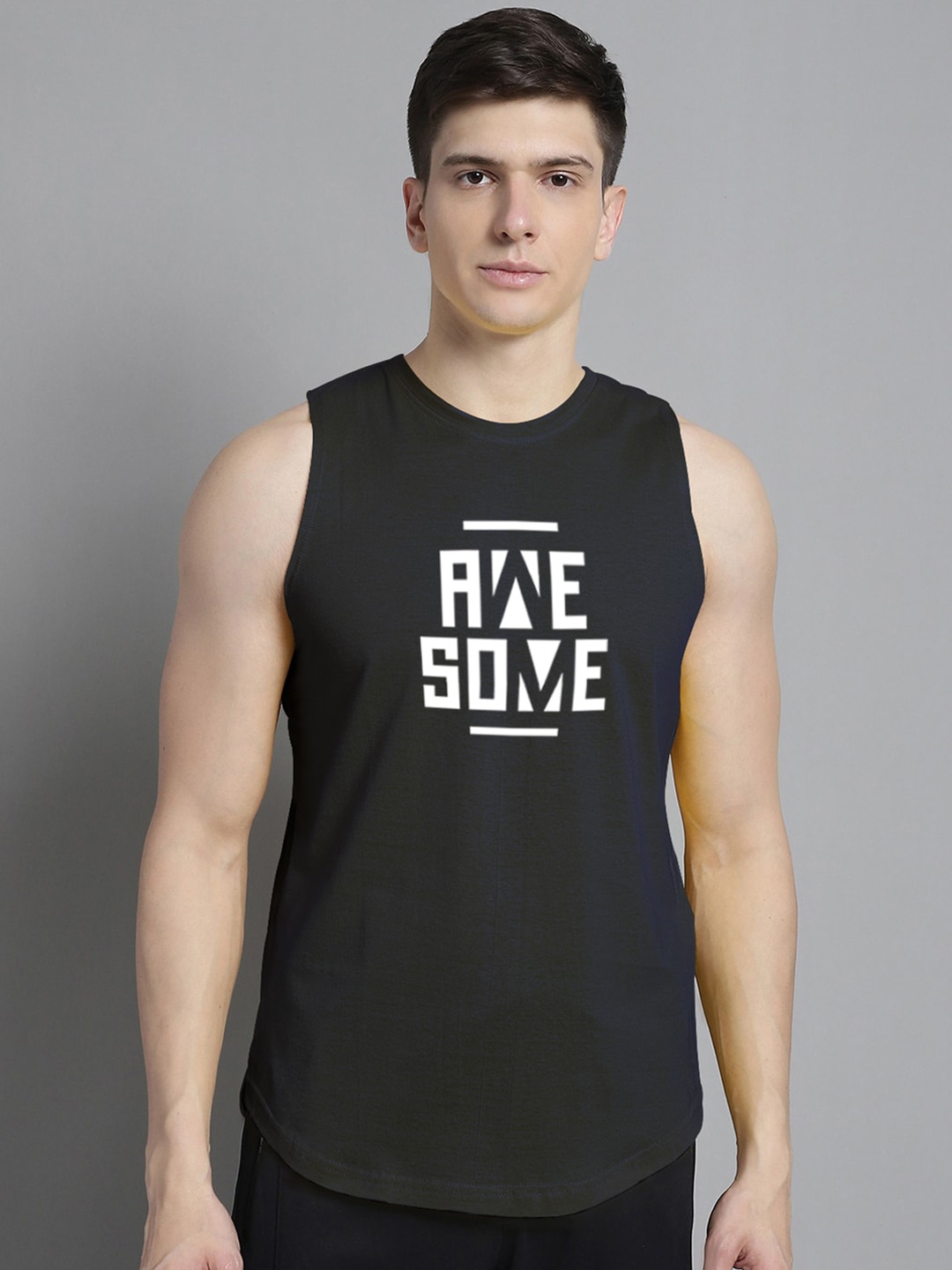 

FBAR Typography Printed Pure Cotton Sleeveless Skin Friendly Innerwear Vest, Navy blue