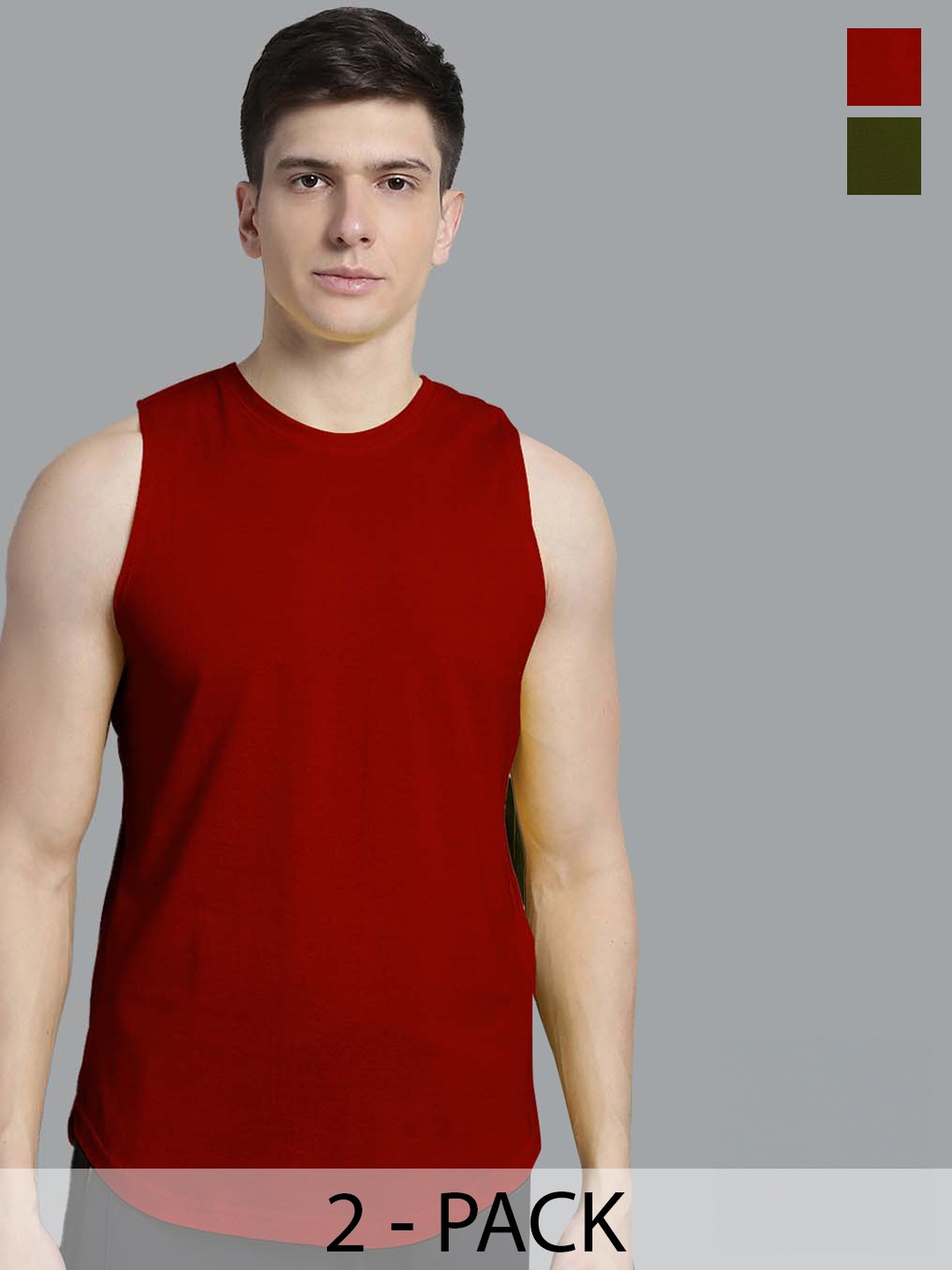 

FBAR Pack of 2 Bio-Wash Pure Cotton Basic Innerwear Vests, Maroon
