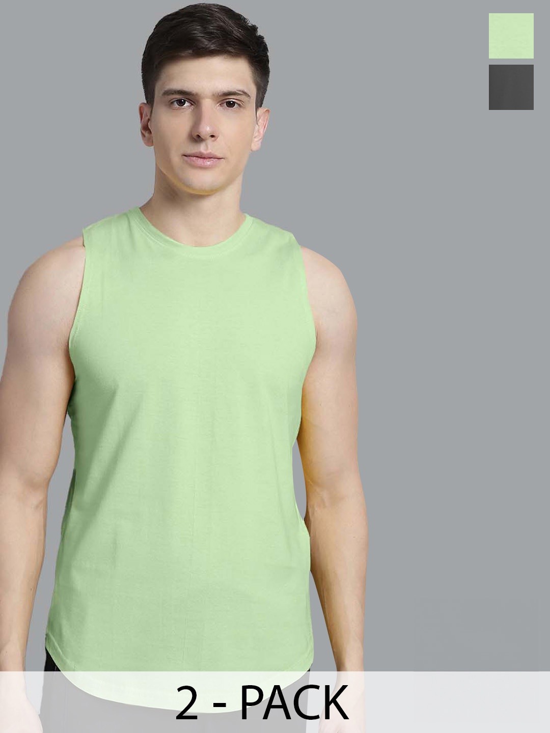 

FBAR Pack of 2 Bio-Wash Pure Cotton Training Innerwear Vests, Sea green