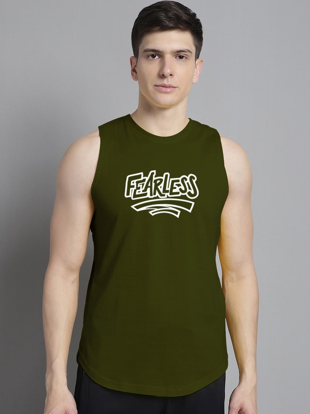

FBAR Printed Pure Cotton Sleeveless Innerwear Vests 1011FBAE394-34-XS, Olive
