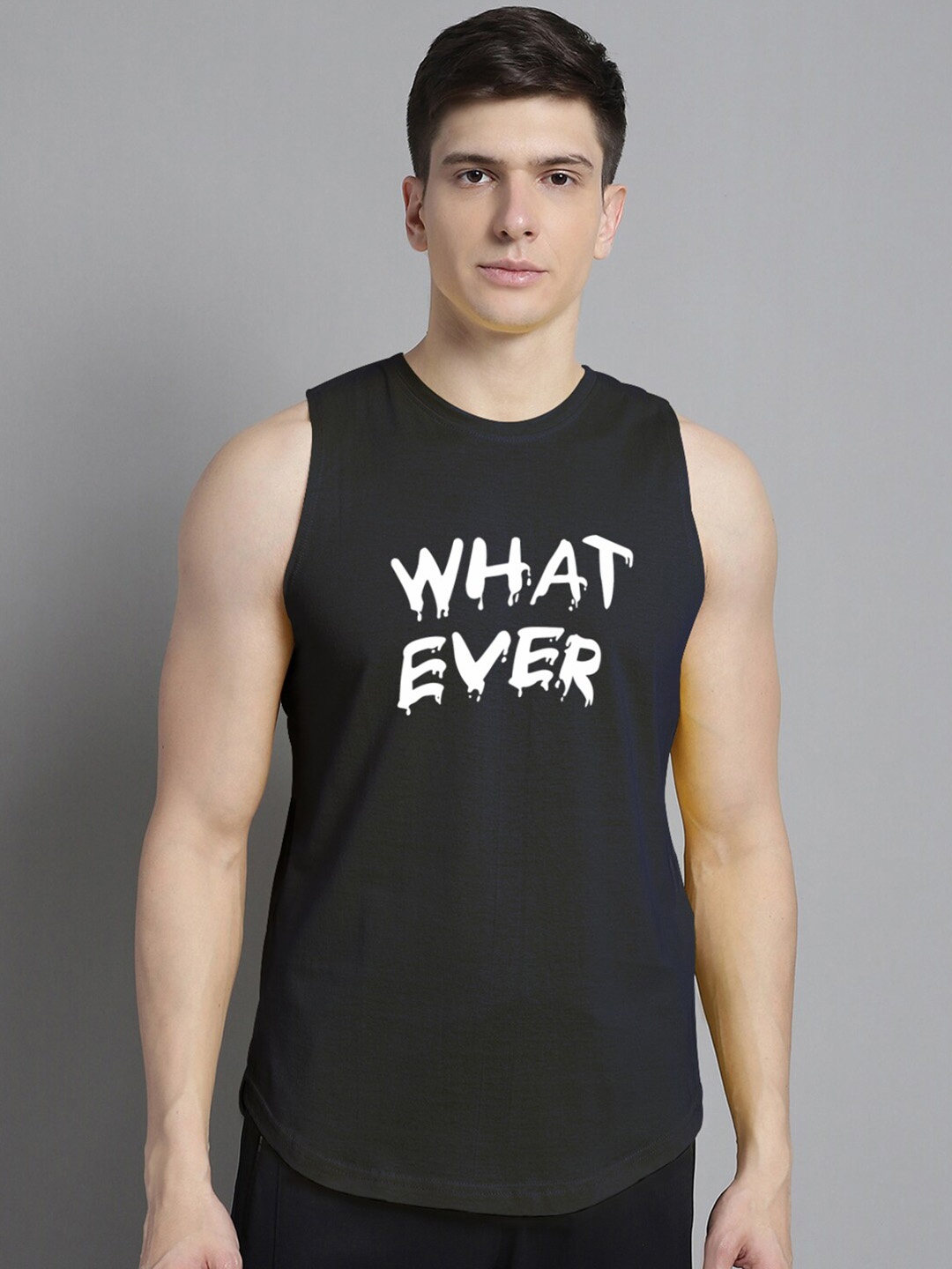 

FBAR Typography Printed Pure Cotton Sleeveless Innerwear Vest, Navy blue