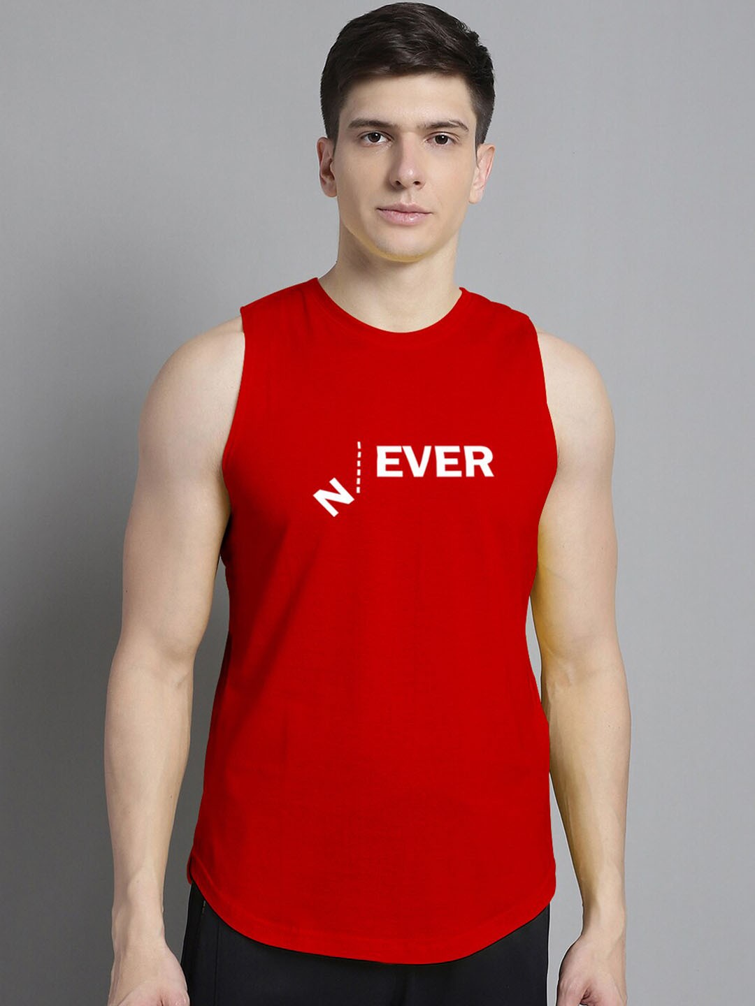 

FBAR Typography Printed Pure Cotton Sleeveless Innerwear Vest, Red