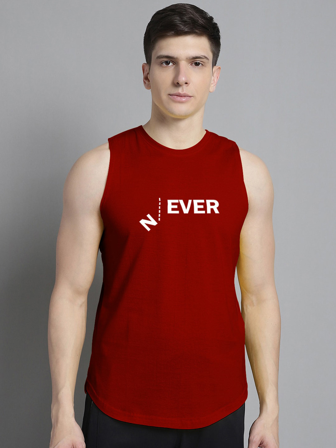 

FBAR Typography Printed Pure Cotton Sleeveless Gym Vests, Maroon
