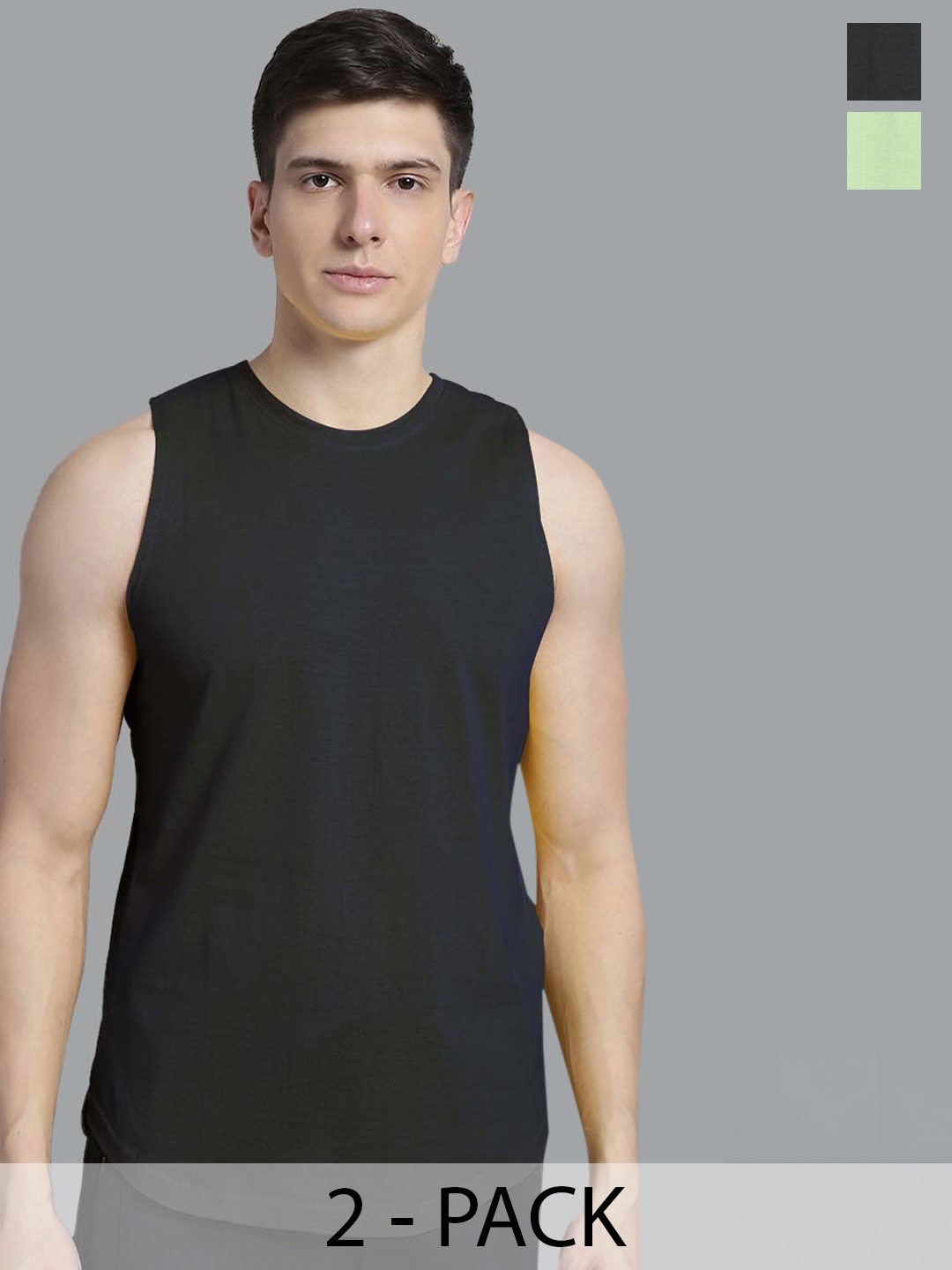 

FBAR Pack Of 2 Pure Cotton Gym Vests, Navy blue