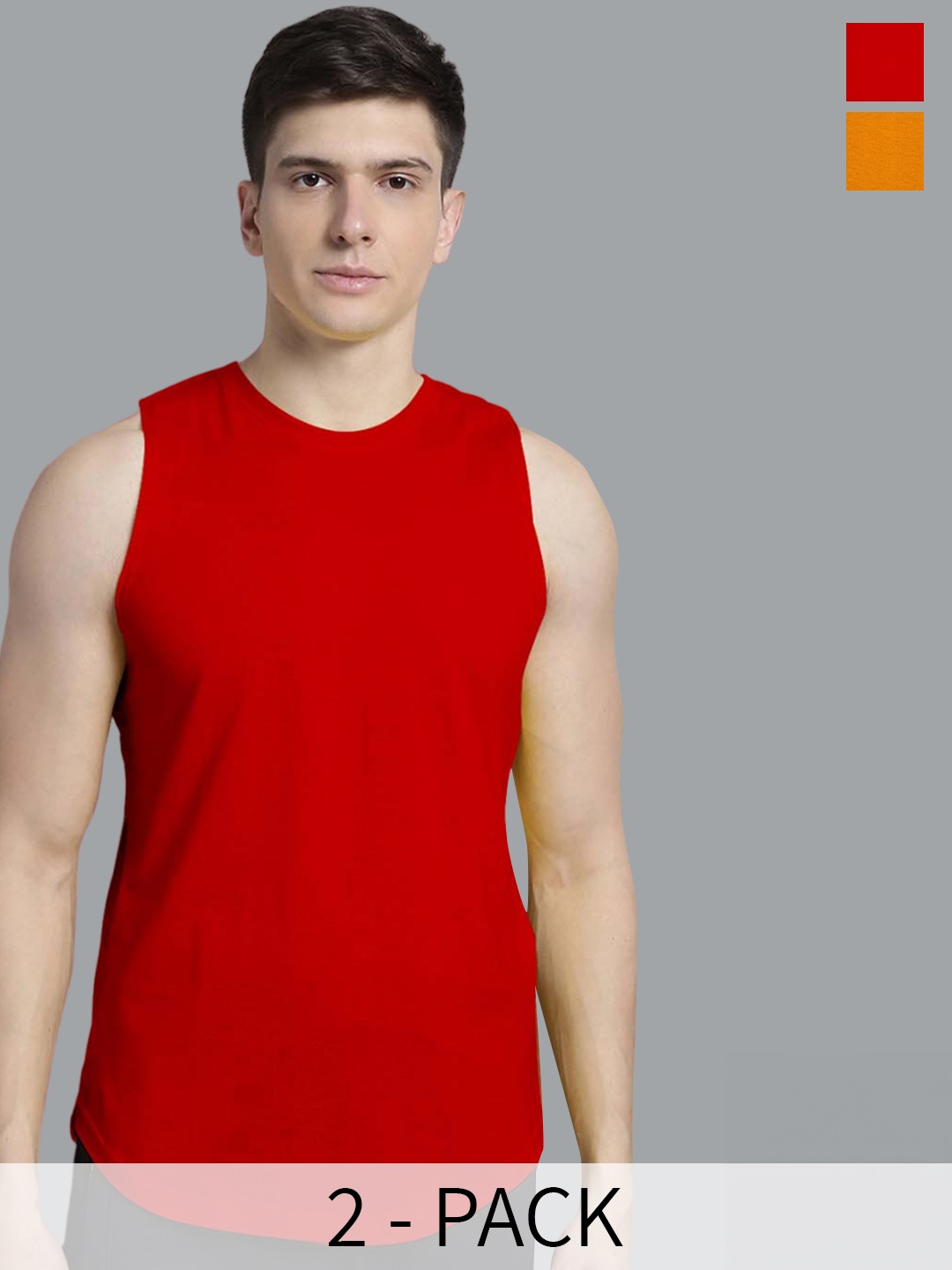 

FBAR Pack Of 2 Bio Wash Pure Cotton Gym Vest, Red