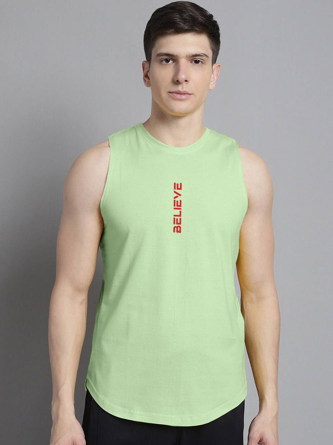 

FBAR Printed Pure Cotton Gym Vests, Sea green