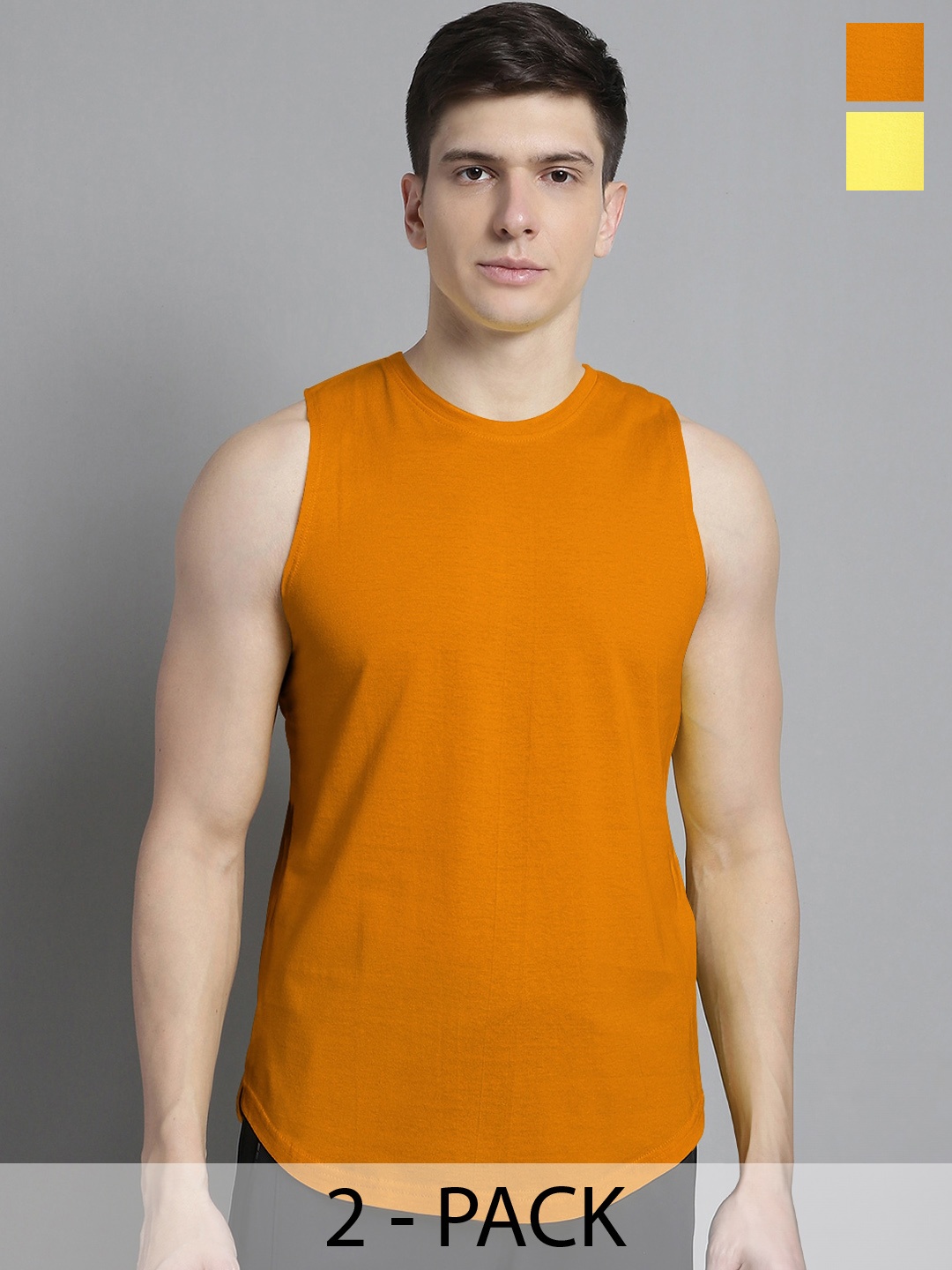 

FBAR Pack of 2 Bio Wash Pure Cotton Basic Innerwear Vests, Yellow