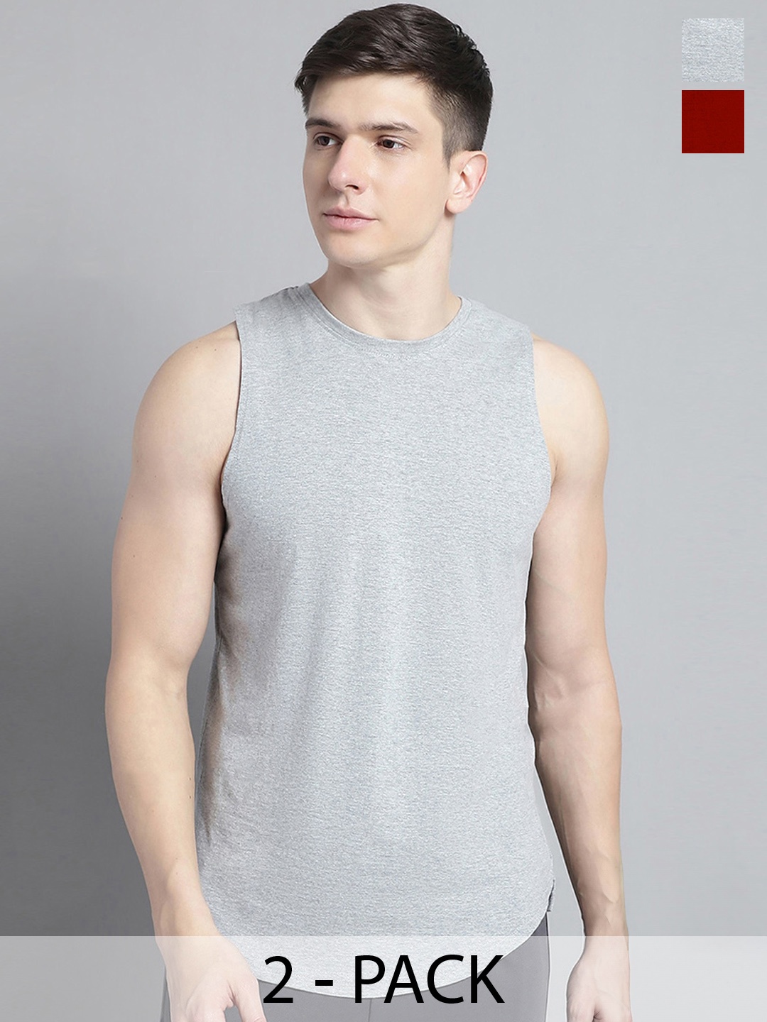 

FBAR Pack Of 2 Pure Cotton Gym Vests 1011FBAE-04-14-XS, Grey