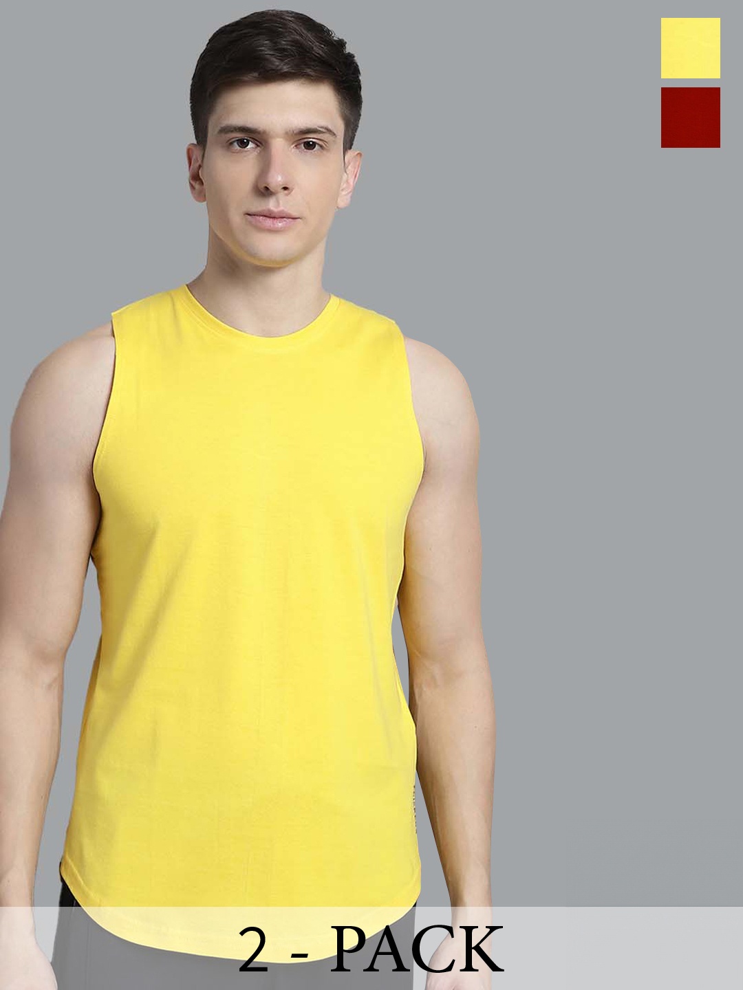 

FBAR Pack Of 2 Pure Cotton Training Gym Vests, Yellow