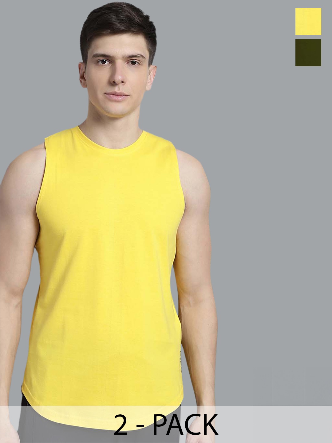 

FBAR Pack Of 2 Bio Wash Cotton Innerwear Vests, Yellow