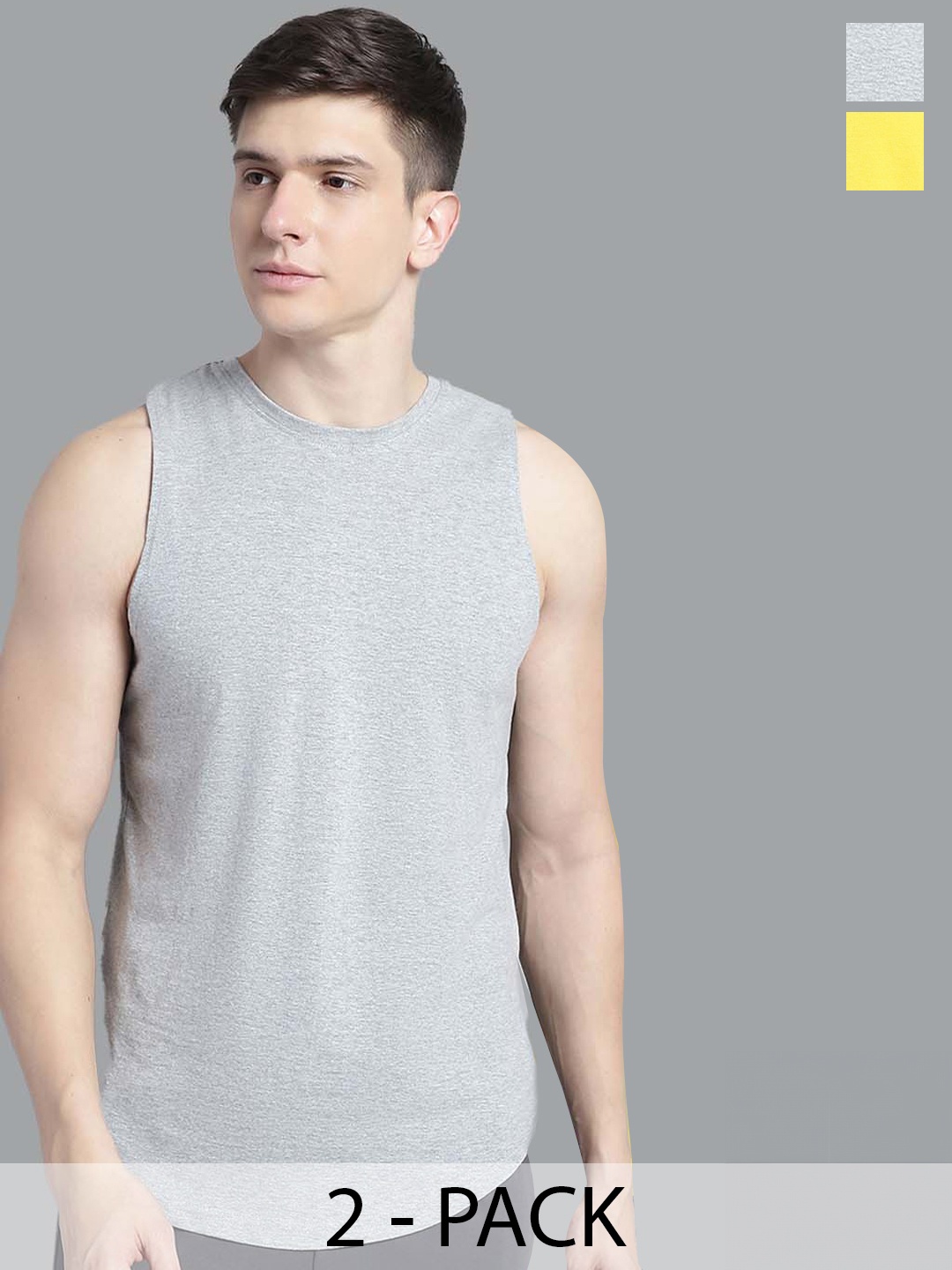 

FBAR Pack of 2 Pure Cotton Gym Innerwear Vests 1011FBAE-04-06-XS, Grey