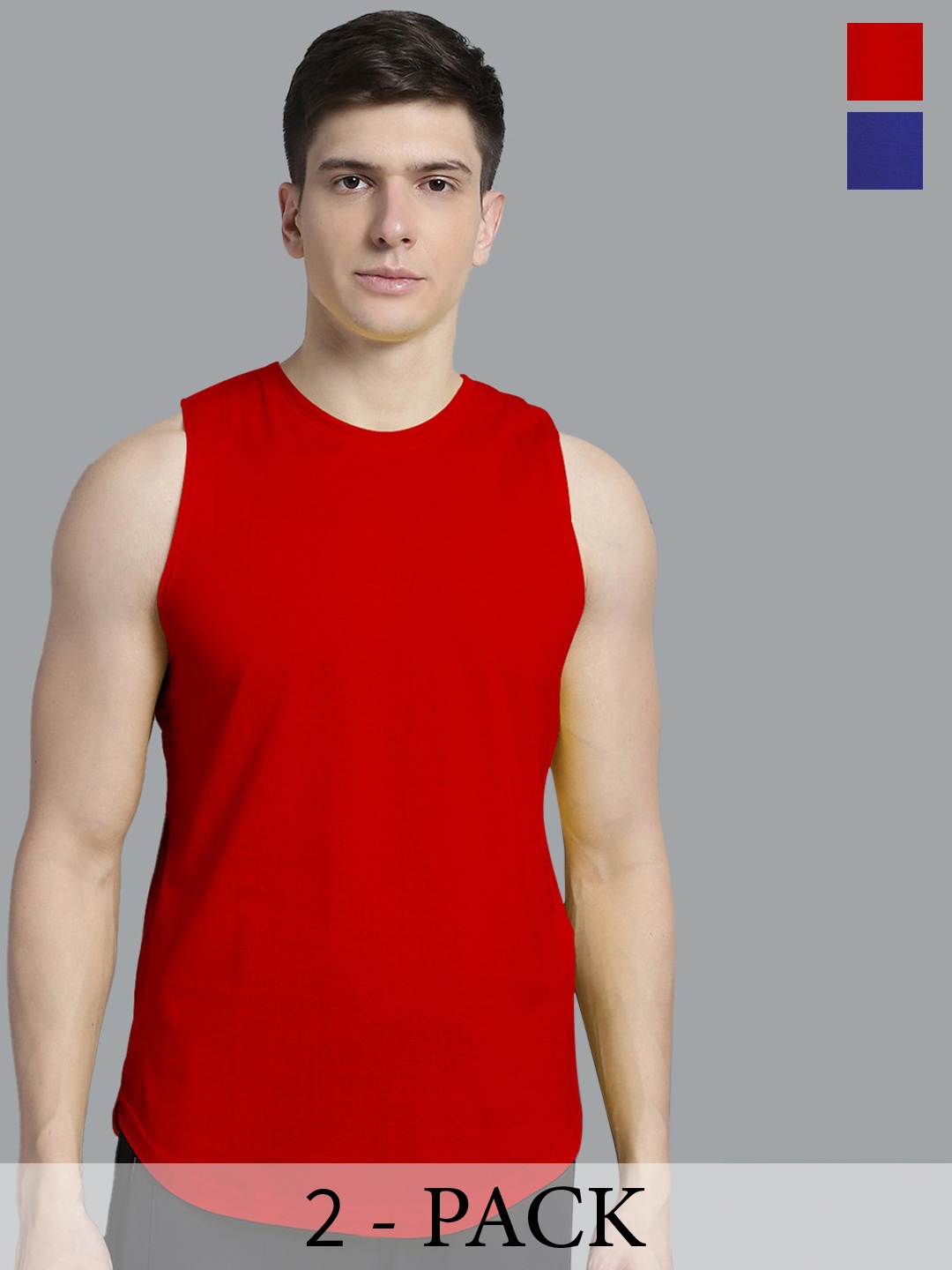 

FBAR Pack Of 2 Pure Cotton Training Gym Vest, Red