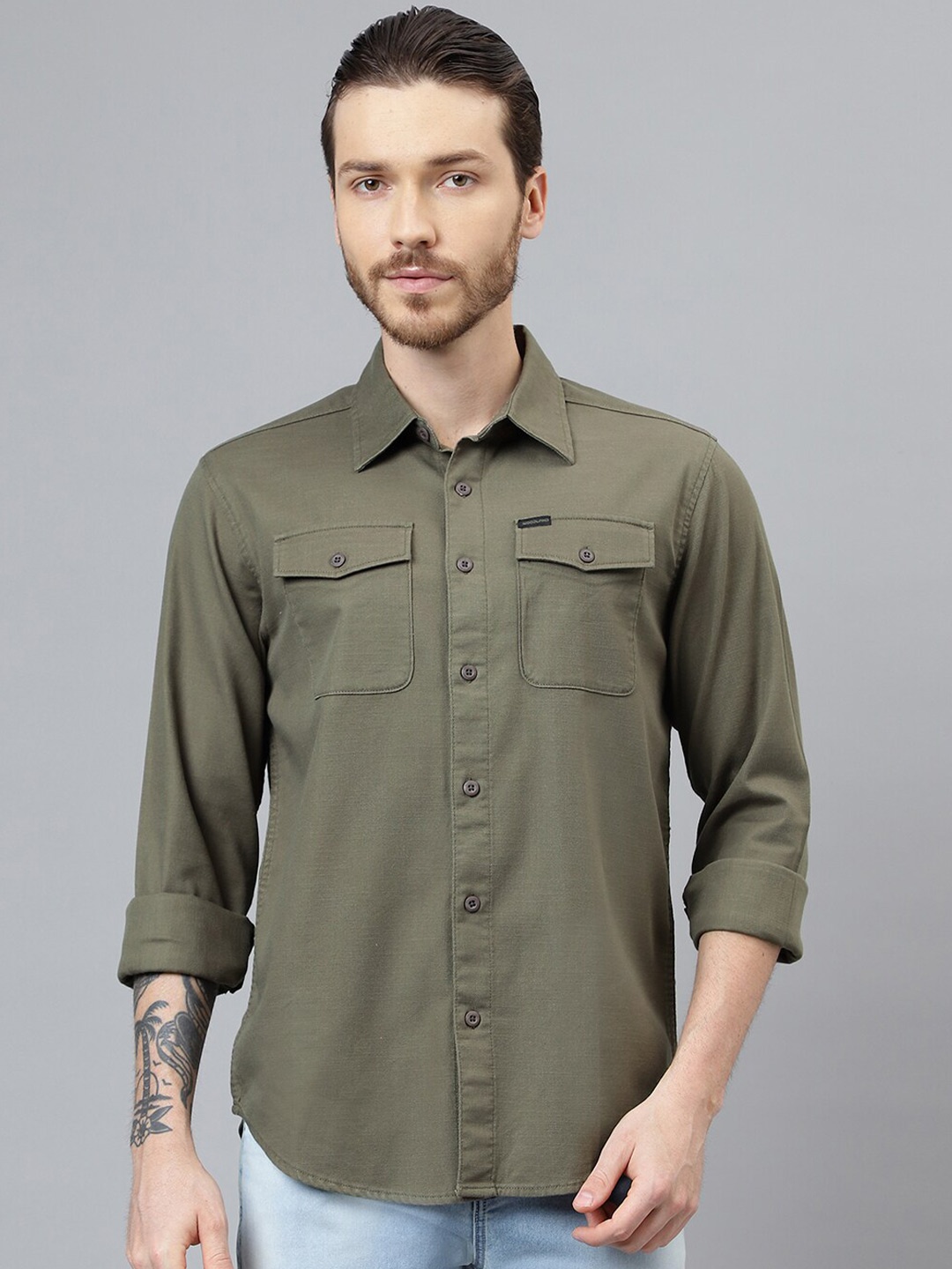 

Woodland Pure Cotton Casual Shirt, Olive