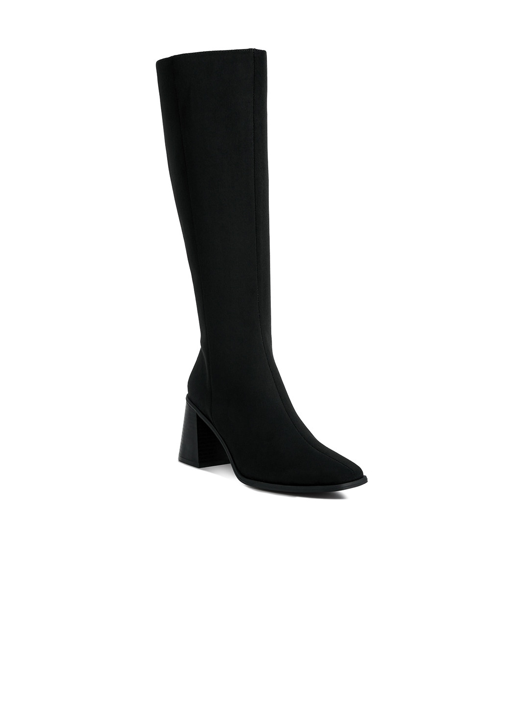 

London Rag Women Square Toe Block Heeled High-Top Regular Boots, Black