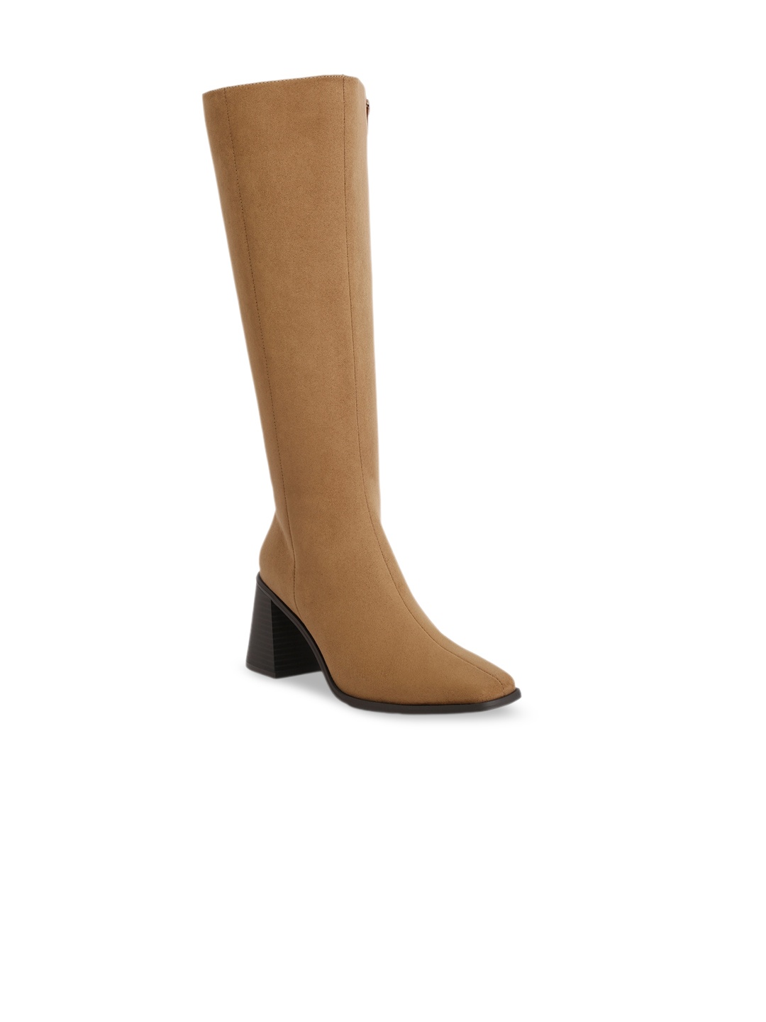 

London Rag Women Square Toe Block Heeled High-Top Regular Boots, Taupe