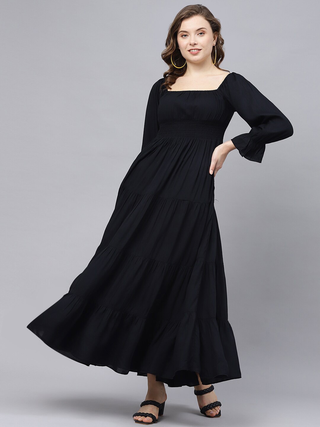 

DEEBACO Square Neck Maxi Dress, Black