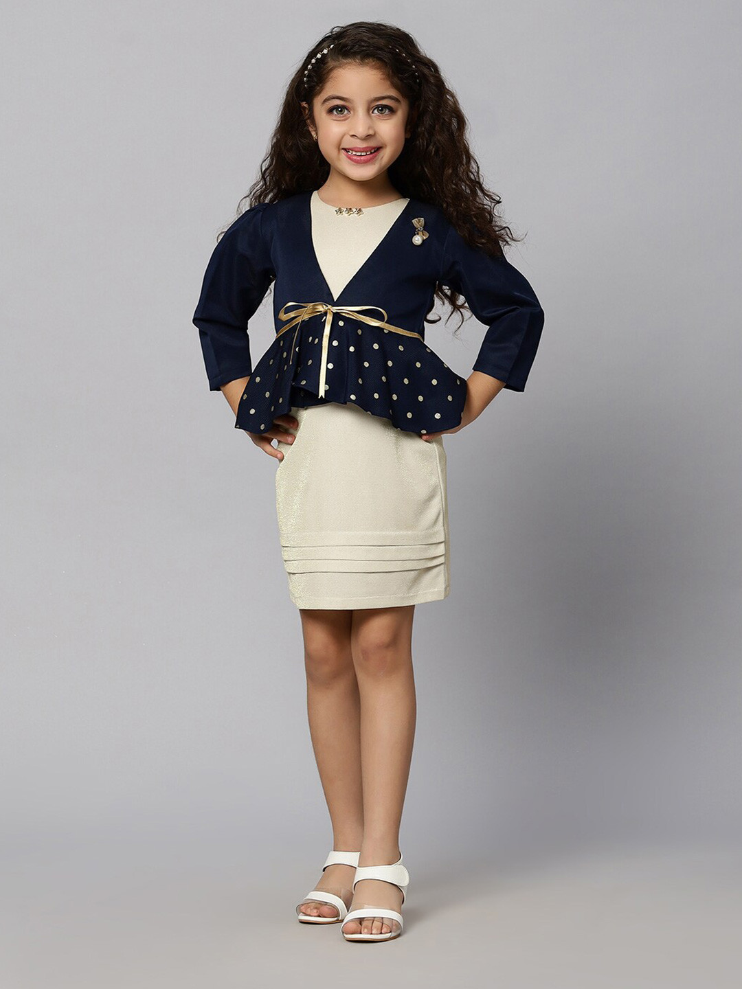 

Macwin Round Neck Sheath Dress & Jacket, Gold