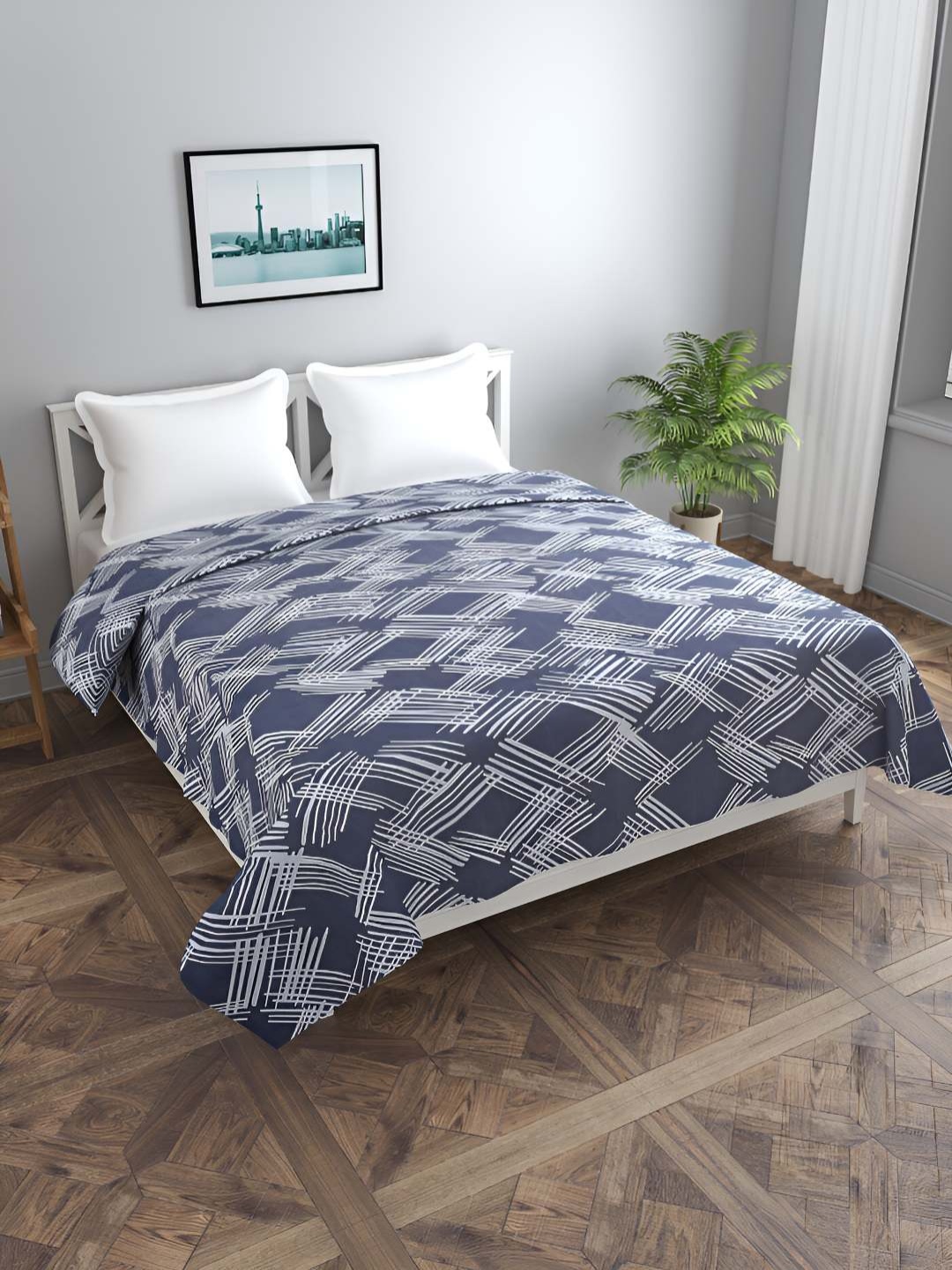 

BREVARD Blue Printed Double Queen Duvet Cover