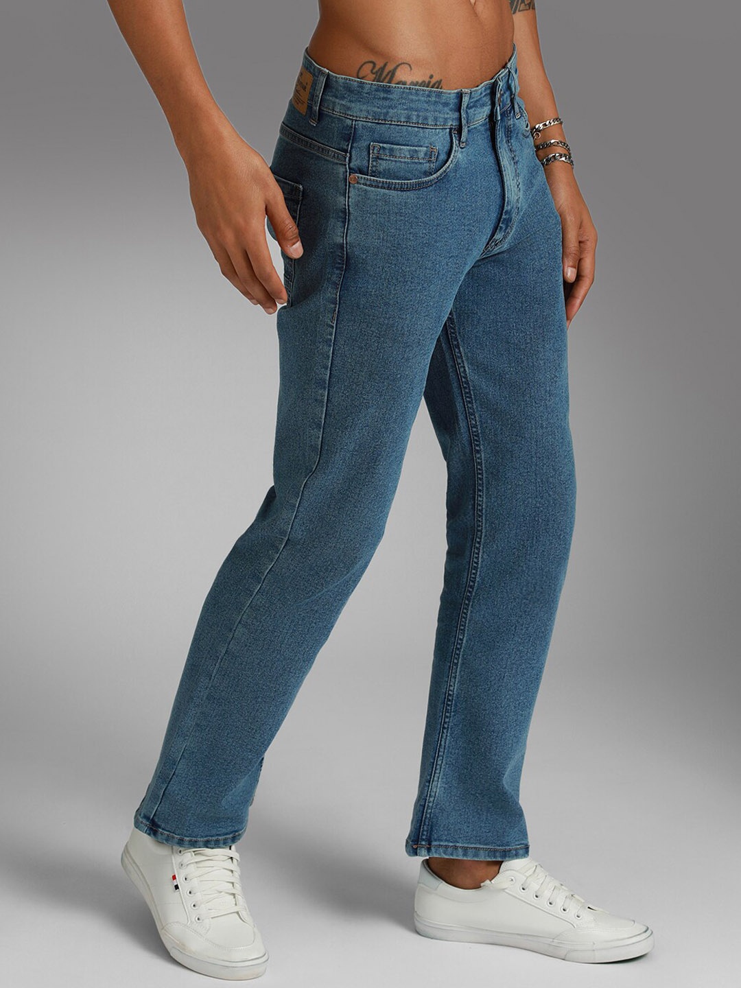 

High Star Men Bootcut Mid-Rise Clean Look Stretchable Jeans, Blue
