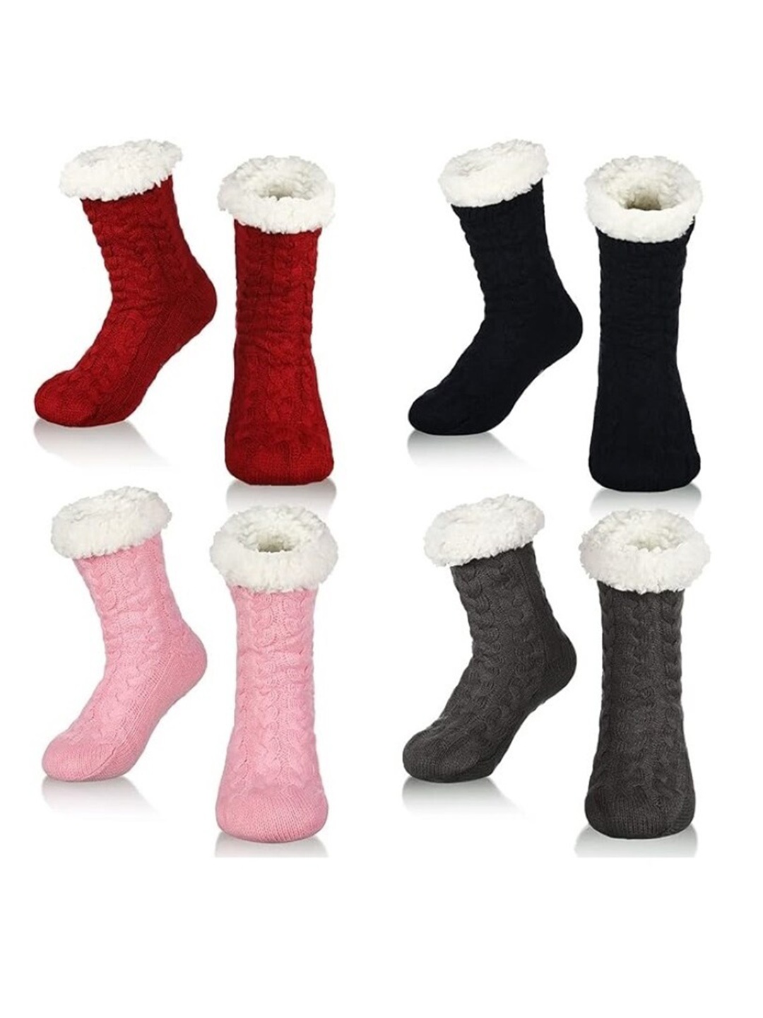 

EL REGALO Pack Of 4 Calf-Length Socks, Red