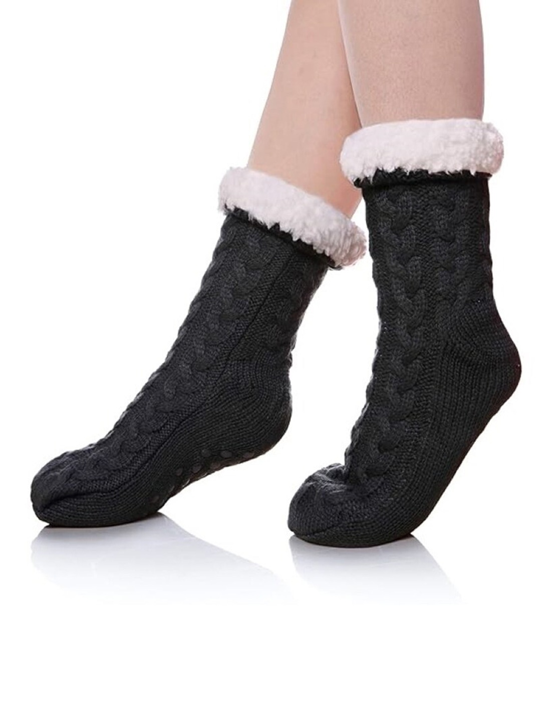 

EL REGALO Anti-Slip Calf-Length Socks, Black