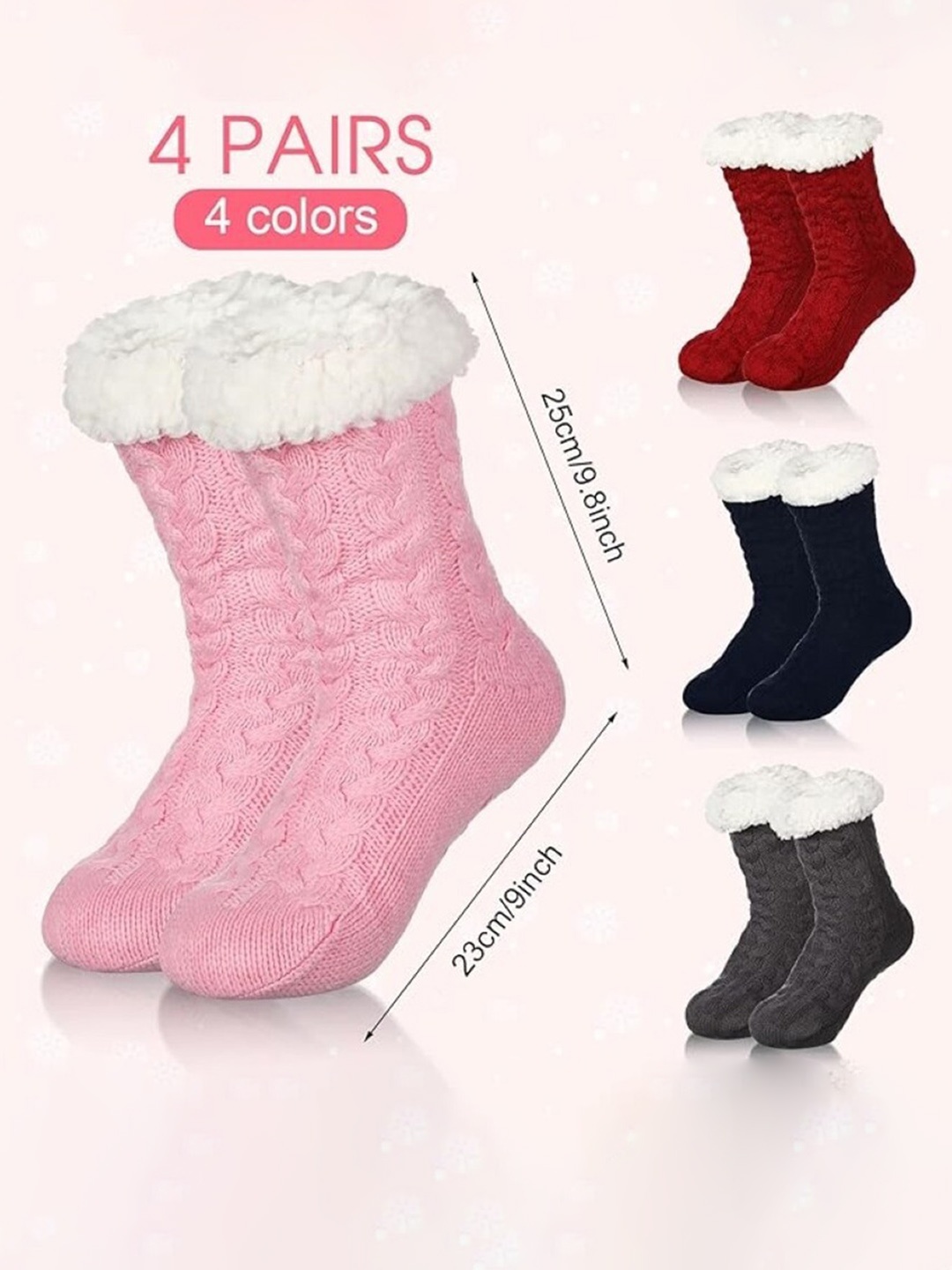 

EL REGALO Unisex Pack Of 4 Patterned Calf-Length Socks, Pink