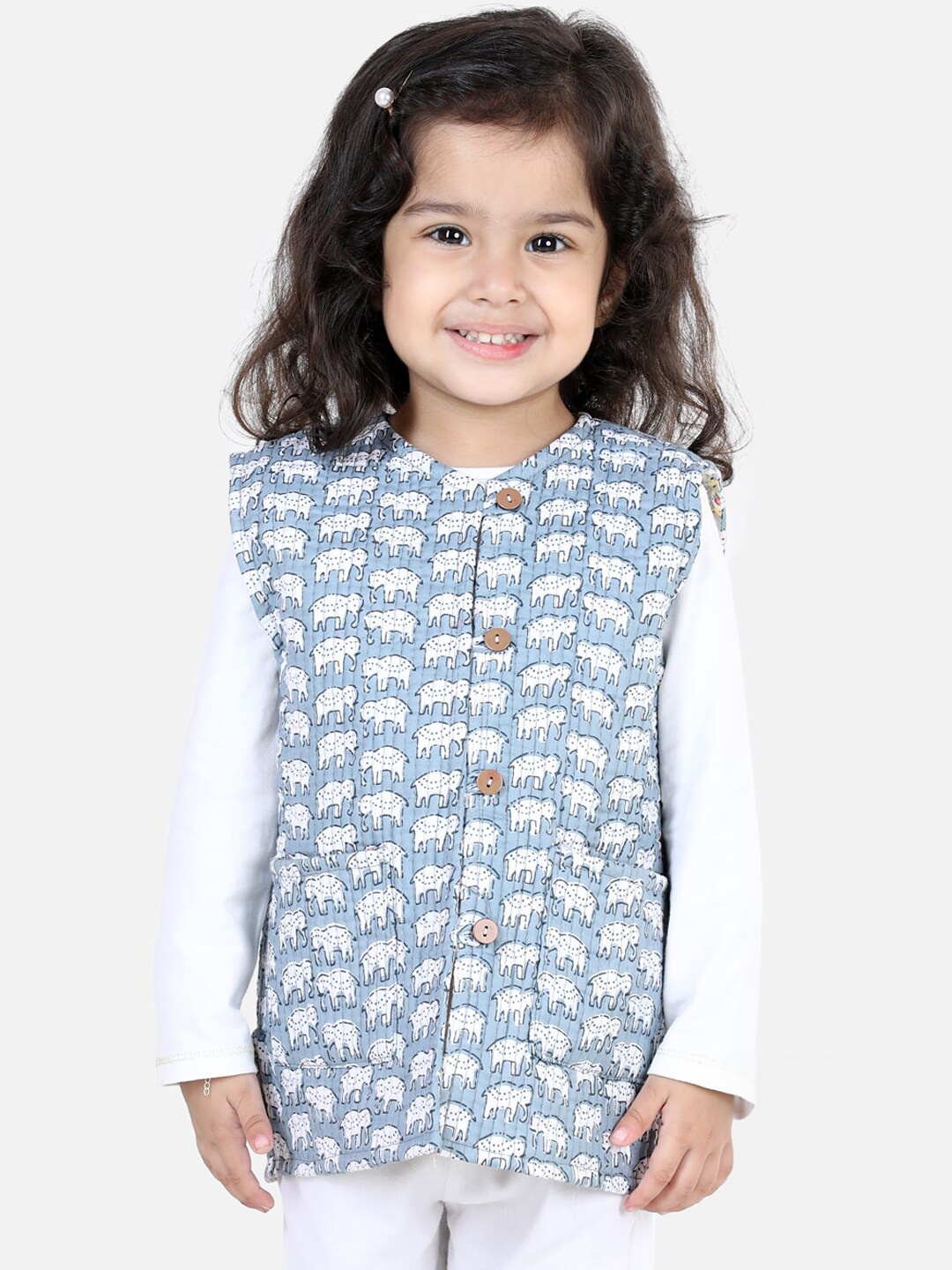 

BownBee Boys Ethnic Motifs Printed Lightweight Reversible Cotton Tailored Jacket, Blue