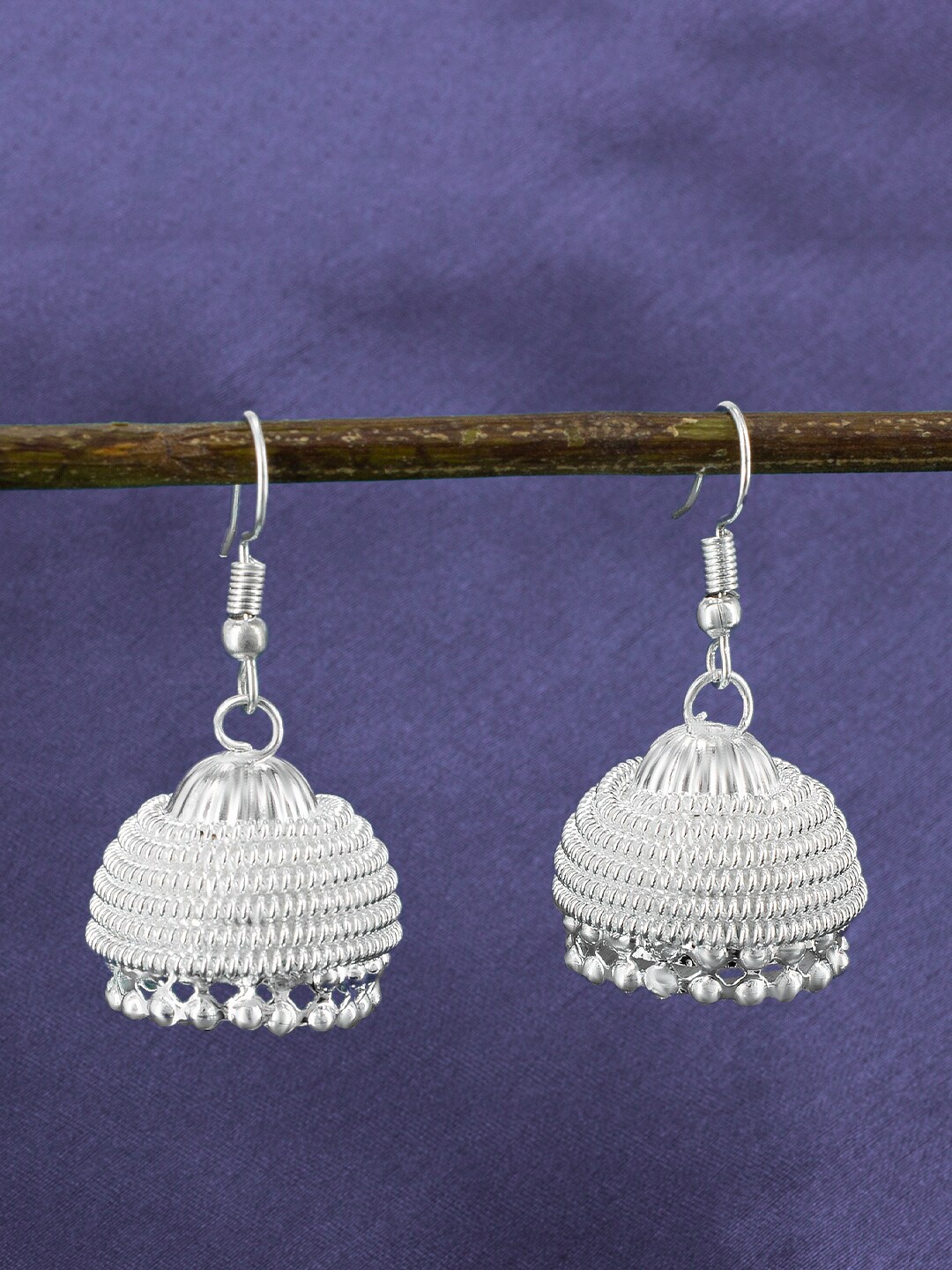 

PRIVIU German Silver Jhumkas, White