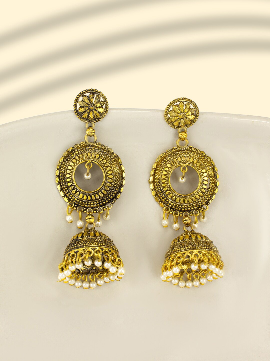 

PRIVIU Gold-Plated Circular Jhumkas