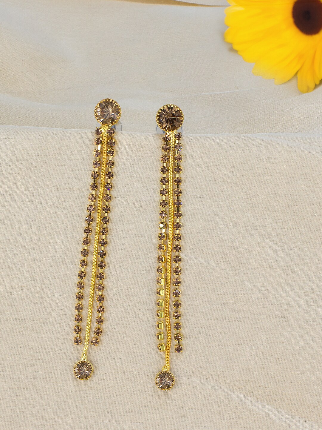 

PRIVIU Gold-Plated Contemporary Drop Earrings