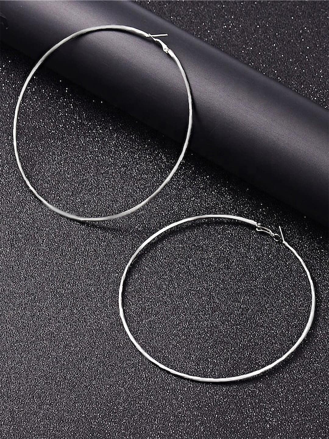 

PRIVIU Silver-Plated Circular Hoop Earrings